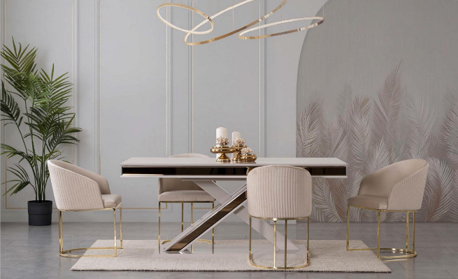 Esszimmer Set Essgruppe Edelstahl Stühle 10x Sessel Esstisch Tisch 11tlg