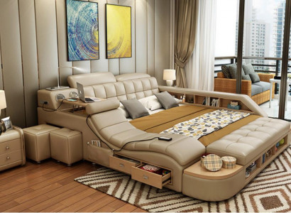 Multifunktion Betten Luxus Leder Bett Polster Moderne Hotel Massage Funktion Neu