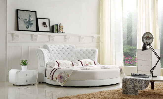 Chesterfield Rund Bett Möbel Polster Betten Schlafzimmer Möbel Lederbett Hotel