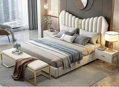 Modern Luxus Betten Polster Leder Textil Hochwertiges Schlafzimmer Bett