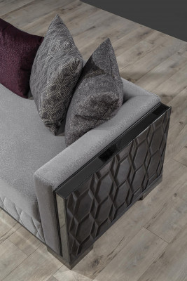 Luxus Sofa Dreisitzer 3 Sitz Sofas Grau Wohnzimmer Couch Stoff Design