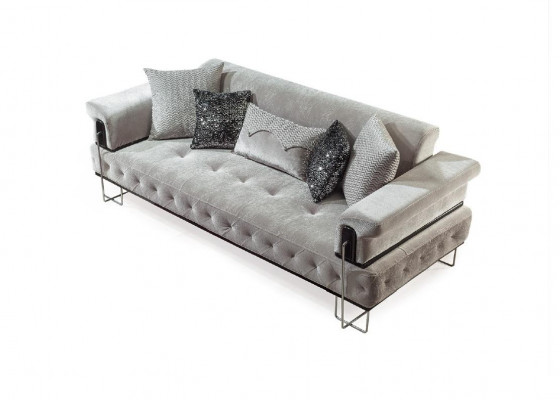Polster Möbel Dreisitzer Sofa 3 Sitzer Couchen Weiß Metal mit Textil