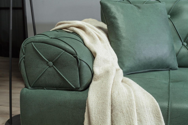 Chesterfield Sofa 3 Sitz Couchen Dreisitzer Grün Neu Textil Holz 220cm