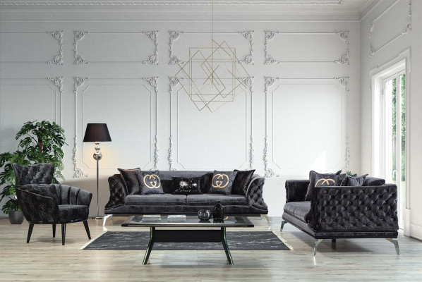 Möbel Design Sessel Modern Design Sessel Textil Wohnzimmer schwarz