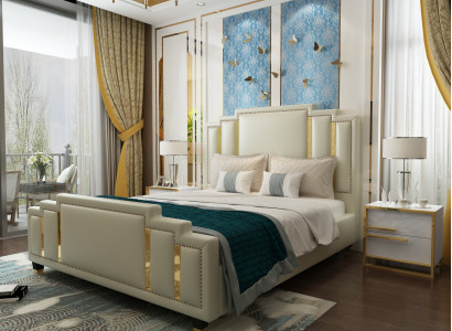 Betten Doppel Schlaf Zimmer Luxus Ehe Hotel Designer Bett 180x200 Leder