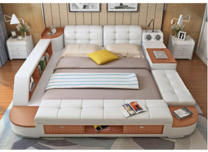 Multifunktion Schlafzimmer Liege Regale Luxus Bett Leder Betten 180x200