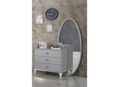 Kommode mit Spiegel Holz Kommoden Möbel Schrank Schlafzimmer Grau Neu