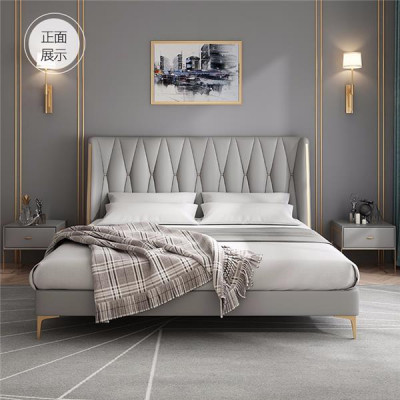 Hotel Luxus Design Betten Polster Metall Leder Schlafzimmer Edelstahl