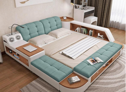 Polster 180x200 Multifunktion Regal USB Liege Design Bett Big Betten Leder