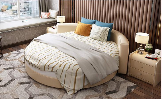 Rundes Leder Bett 200x200 Luxus Polster Rund Betten Runde Stoff Hotel