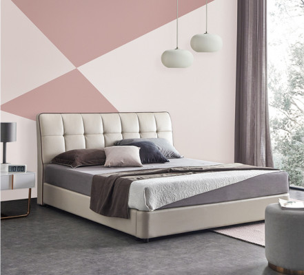 Betten Designer Doppelbett Ehebett 180x200cm Lederbett Leuchte Polsterbett