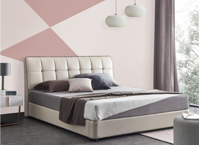 Betten Designer Doppelbett Ehebett 180x200cm Lederbett Leuchte Polsterbett