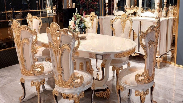 Gruppe Set 6 Stuhl Esszimmerstuhl Stuhle Holz Luxus Essgruppe Garnitur Möbel