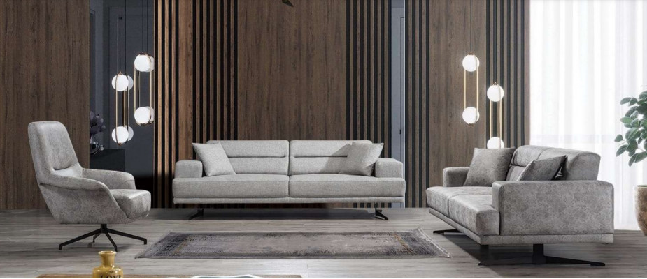 Sofagarnitur 3+1+1 Sitzer Garnitur Sofa Sessel Sofas Leder Polster Design Sitz