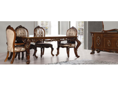 Esszimmerstuhl Stuhl Möbel Holz Luxus Esszimmer Ess Stoff Stil Barock Stühle