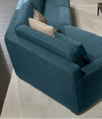 Design Sofa L Form Polster Couch Wohnzimmer Möbel Ecksofa Textil Blau
