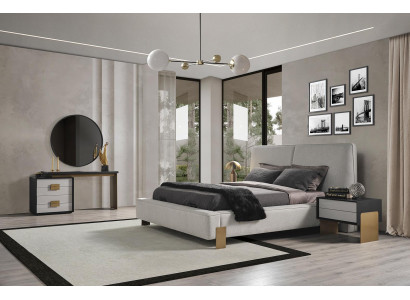 Schlafzimmer Set Bett 2x Nachttische Schminktisch Luxus neu 5tlg