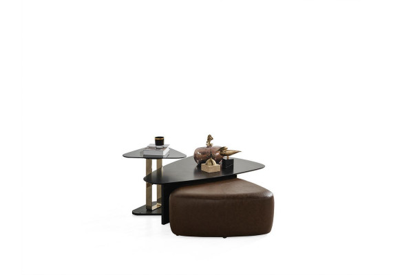 Wohnwand Couchtisch Beistelltisch Hocker Wohnzimmer Set Neu 3tlg.