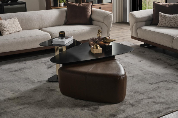Wohnwand Couchtisch Beistelltisch Hocker Wohnzimmer Set Neu 3tlg.