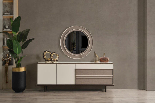 Esszimmer Set Essgruppe Esstisch 4x Stuhle Sideboard+ Spiegel 7tlg