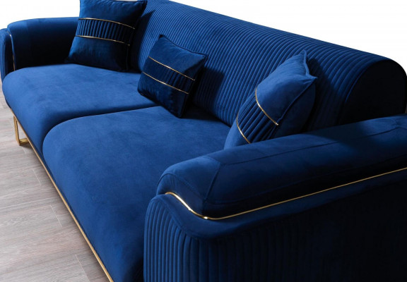 Luxus 3 Sitzer Sofa Wohnzimmer Blau Sofas Design Modern Couch Möbel