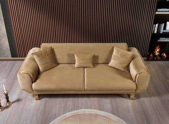Luxus Sofa 3 Sitzer Wohnzimmer Beige Moderner Design 234cm Sofas Möbel