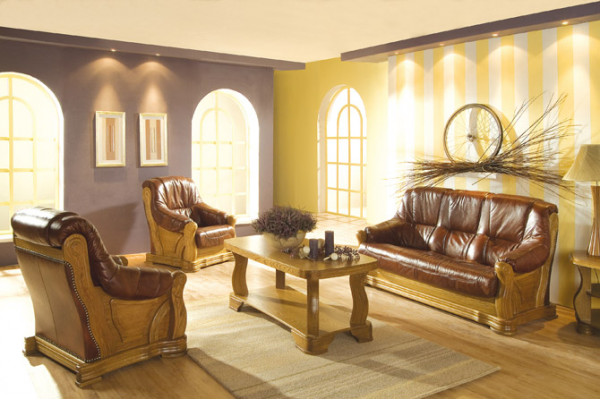 Robuste Leder Sofagarnitur 3+2 Sitzer Moderne Wohnzimmer Couchen