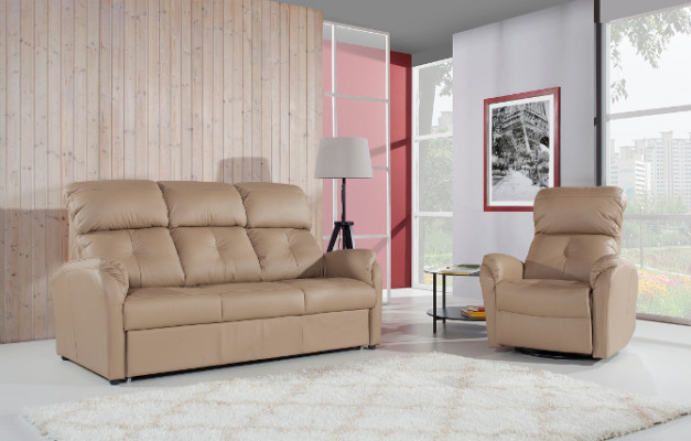 Echtleder Sofagarnitur 3+1 Sitz Modernes Sofa Couch Design Deko Polster
