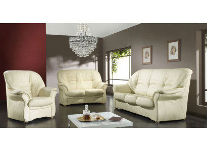 Klassische Wohnzimmer Garnitur 3+2+1 100% Vollleder Couch Sitz Polster