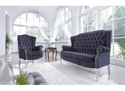Klassische Chesterfield Sofagarnitur 3+1 Sitzer Sofa Couch Polster Samt