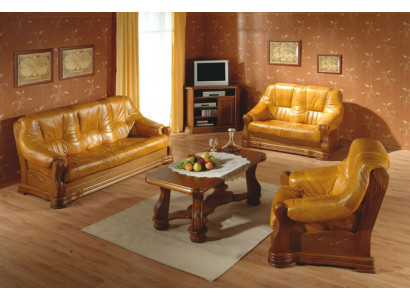 Klassik Sofagarnitur Holz 3+2 Komplettes Set Sitz Polster Couchgarnitur