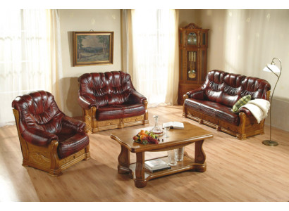Garnitur 3+2 Sitzer Couch Polster Garnituren Sitz Set 100% Italienisches Leder