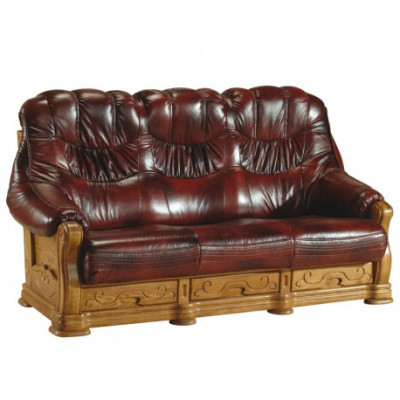 Klassische sofagarnitur Couch Polster Sofa 100% Echtes Leder Holz 3+1