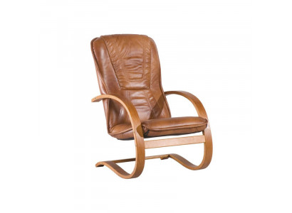 Stuhl Echtleder Braun Naturholz Modern Neu Bürostuhl Weicher Sitz Dunkle Farbe