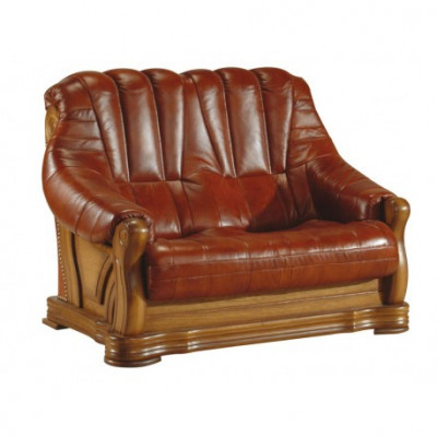 Wohnzimmer Sofagarnitur Couch Polster Sitz Sofa Leder Holz 3+2+1 Set