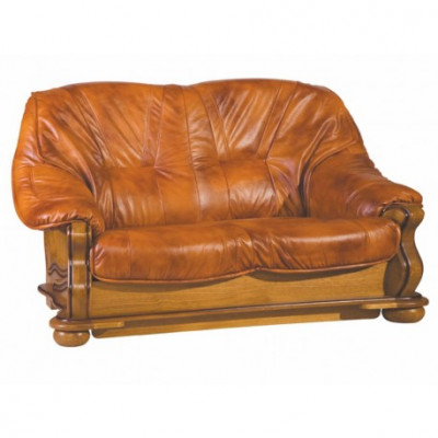 Klassische Sofagarnitur Polster 3+2 Sitzer Garnitur Leder Holzgestell