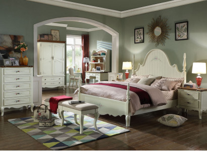 Unverwechselbares weißes Schlafzimmer-Set im klassischen Stil