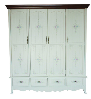 Ländlicher Keiderschrank Schrank Regal Schränke 198cm Garderobe Echtholz Möbel