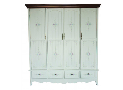 Ländlicher Keiderschrank Schrank Regal Schränke 198cm Garderobe Echtholz Möbel