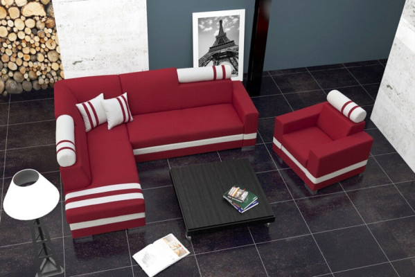 Sofa Schlafsofa Designer Sofa mit Bettfunktion + Bettkasten Ecksofa Couch NEU