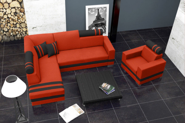 Sofa Schlafsofa Designer Sofa mit Bettfunktion + Bettkasten Ecksofa Couch NEU