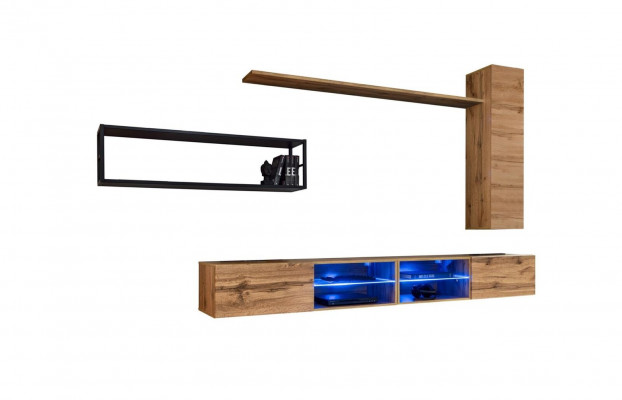 Braun Luxus Neu Wohnwand Set Wohnzimmermöbel Einrichtung Wandschrank Wand Regal