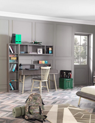 Komplette Jugendbett Bettrahmen Bett Kinderzimmer Set 7tlg Holz Grau