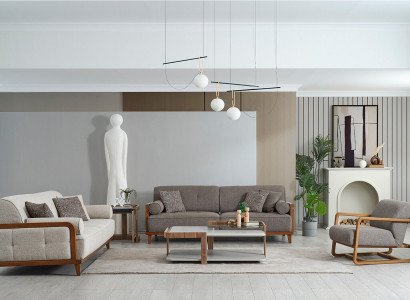 Wohnzimmer Polster Couchgarnitur Designer Sessel Beistelltisch Möbel