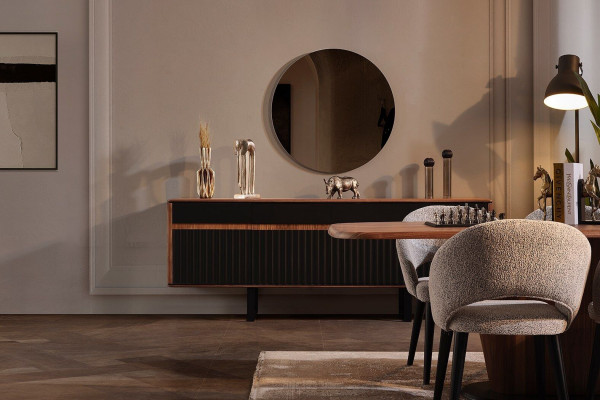 Essbereich Möbel Designer Esstisch Holz Kommode 4x Stühle Sideboard 7tlg
