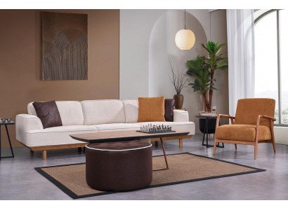 Komplette Wohnzimmer Sofagarnitur Designer Polster Sessel Viersitzer
