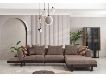 Braunes Textil Sofa Designer Ecksofa L-Form Wohnzimmer Couch Edle Möbel