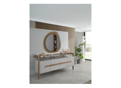 Weiß-Braune Kommode Designer SIdeboard Luxus Esszimmer Holz Möbel 2tlg