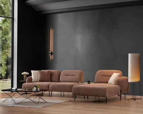 Braunes Wohnzimmer Ecksofa Designer Polster Wohnlandschaft L-Form Couch