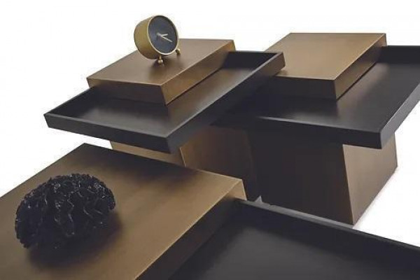 Modernes Couchtisch-Set Wohnzimmer Luxus Möbel 3x Holz Beistelltische